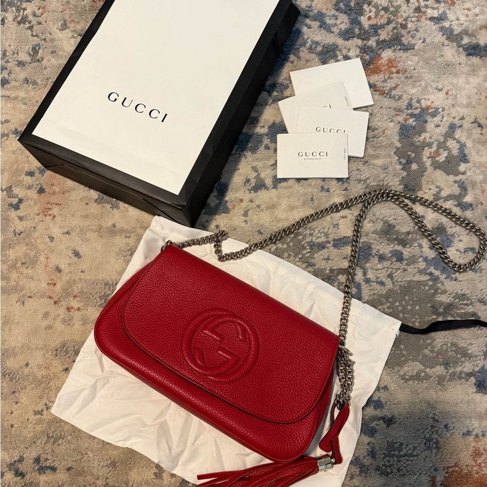 Gucci Red Crossbody Bag with Iconic Logo